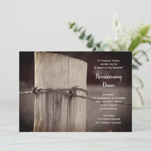 田舎のフェンスのポスト田舎の帰郷ダンス 招待状 (スタンド正面)