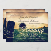 田舎のフェンスの柱 ウェディングレセプション招待状 招待状 (正面/裏面)