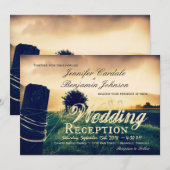 田舎のフェンスの柱 ウェディング レセプション 招待状 (正面/裏面)