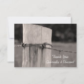 田舎のフェンスポスト国の結婚式ありがとうノート サンキューカード (正面)