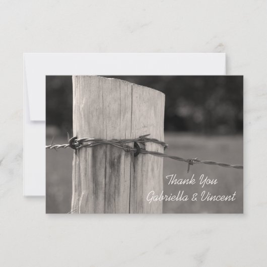 田舎のフェンスポスト国の結婚式ありがとうノート サンキューカード (正面)