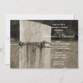 田舎のフェンスポスト国の結婚式のリハーサルディナー 招待状 (正面)