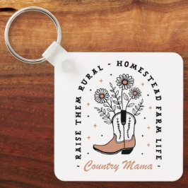 田舎のママはママに農村家庭の家庭のフローラを育てる キーホルダー
