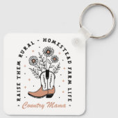 田舎のママはママに農村家庭の家庭のフローラを育てる キーホルダー (裏面)