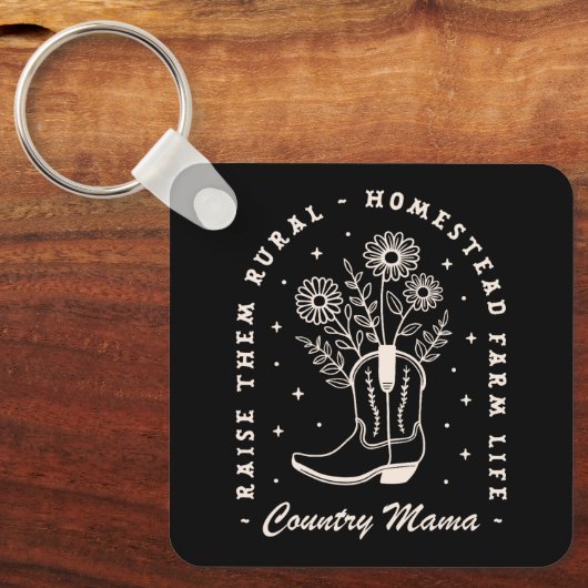 田舎のママは田舎で育てていおもしろいる キーホルダー (正面)