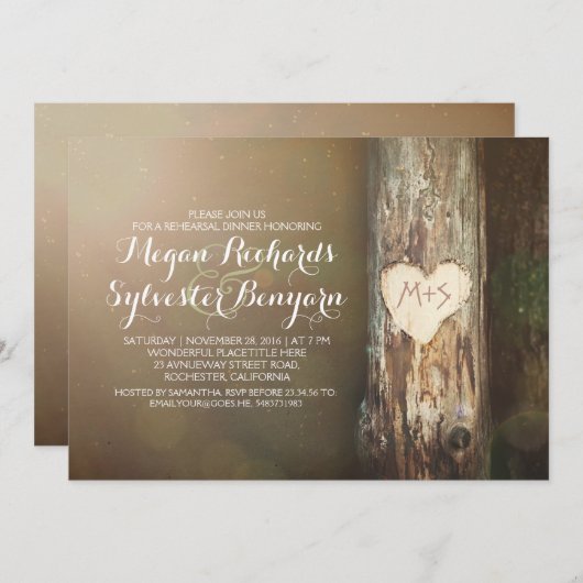 田舎のラブツリーカントリーリハーサルディナー招待状 招待状 (正面/裏面)