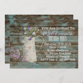 田舎のラベエレガントンダーヴィンテージ誕生パーティー 招待状 (正面/裏面)