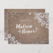 田舎のレースの麻布よ、私の後見人になってくれる？ 招待状 (正面/裏面)