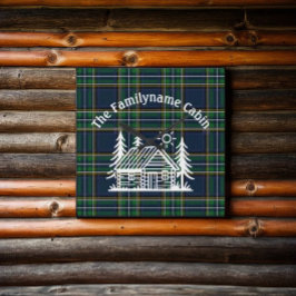 田舎のログキャビン タータン スクエア壁時計