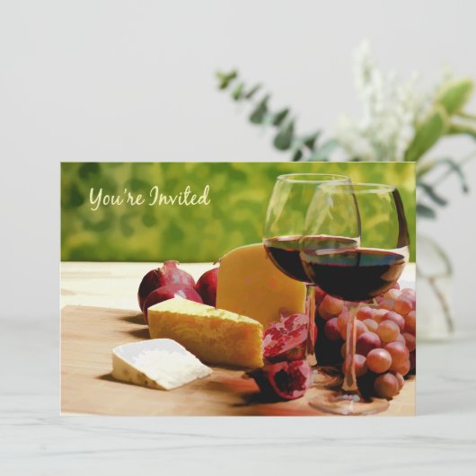 田舎のワイン、チーズ、果物の招待されました 招待状 (スタンド正面)