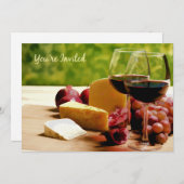 田舎のワイン、チーズ、果物の招待されました 招待状 (正面/裏面)
