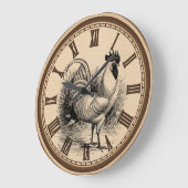 田舎のヴィンテージのニワトリの台所の時計 ラージ壁時計 (傾斜)
