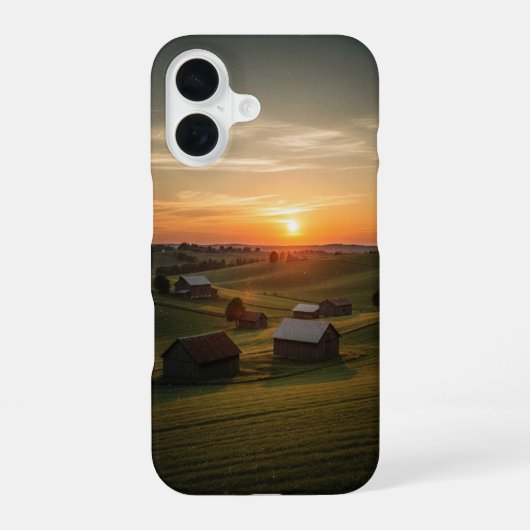 田舎のヴィンテージサンセット iPhone 16ケース (裏面)