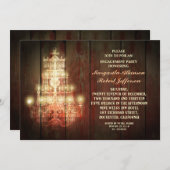 田舎のヴィンテージシャンデリア婚約パーティ招待状 招待状 (正面/裏面)