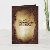 田舎のヴィンテージタイポグラフィ西部のカントリーウェディング 招待状 (正面)