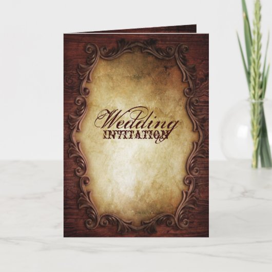 田舎のヴィンテージタイポグラフィ西部のカントリーウェディング 招待状 (正面)