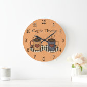 田舎の人たちの芸術の台所コーヒーデザイン ラージ壁時計 (ホーム)