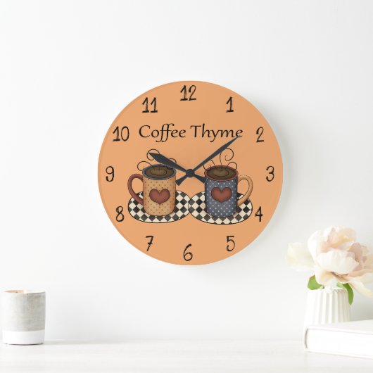田舎の人たちの芸術の台所コーヒーデザイン ラージ壁時計 (ホーム)