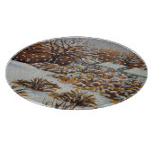 田舎の別荘のスノーシーンオリジナル カッティングボード (角)