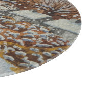 田舎の別荘のスノーシーンオリジナル カッティングボード (角)