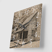 田舎の古い山の小屋で生活が良い スクエア壁時計 (傾斜)