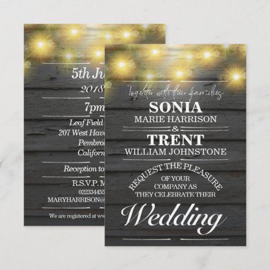 田舎の夕べのウェディングボード 招待状 (正面/裏面)