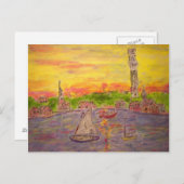 田舎の夕焼け ポストカード (正面/裏面)