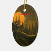 田舎の夜景、ハンターの月または収穫月 セラミックオーナメント (左)