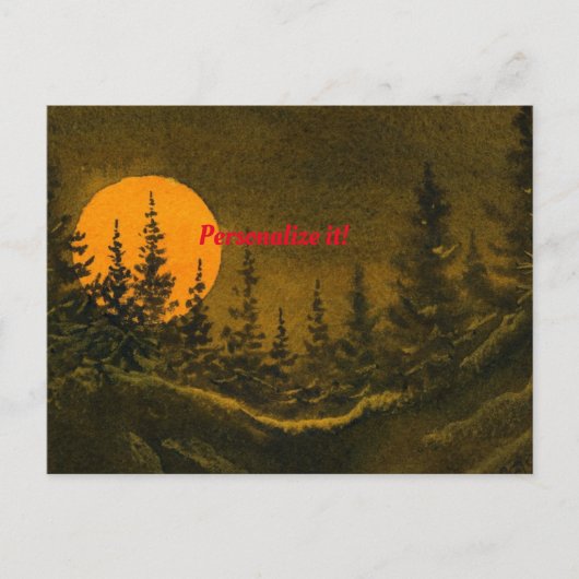 田舎の夜景、ハンターまたは収穫月 案内ポストカード (正面)