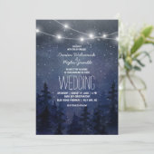 田舎の夜空 森林の結婚式 | ストリングライト 招待状 (スタンド正面)