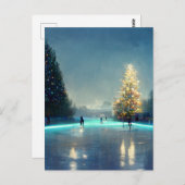 田舎の屋外スケートで滑るリンク ポストカード (正面/裏面)