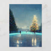 田舎の屋外スケートで滑るリンク ポストカード (正面)