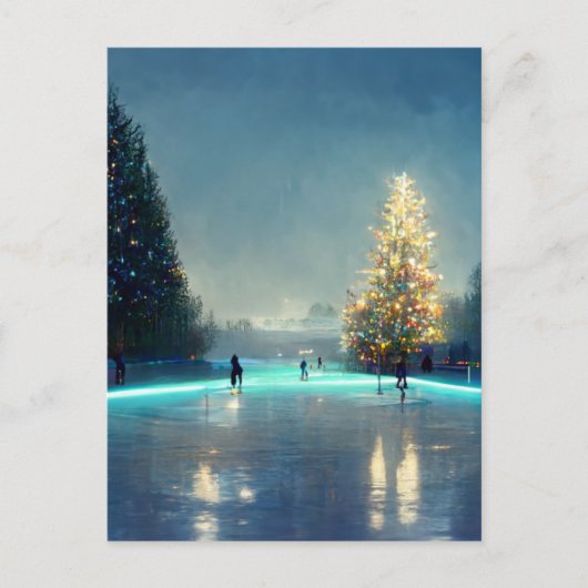 田舎の屋外スケートで滑るリンク ポストカード (正面)