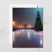 田舎の屋外スケートで滑るリンク ポストカード (正面/裏面)