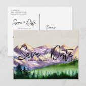 田舎の山の結婚式 | Save the Date ポストカード (正面/裏面)