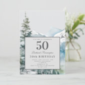 田舎の山の50歳の誕生日招待状 招待状 (スタンド正面)