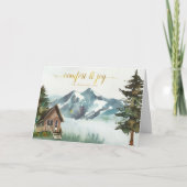 田舎の山小屋のクリスマス シーズンカード (正面)