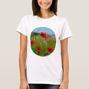 田舎の庭のケシのモザイクサークル Tシャツ
