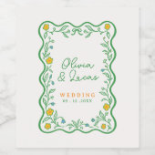 田舎の庭の野生の花の結婚式 ワインラベル (シングルラベル)