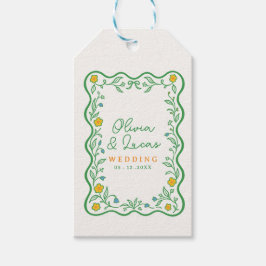 田舎の庭の野生の花の豪華なウェディング ギフトタグ