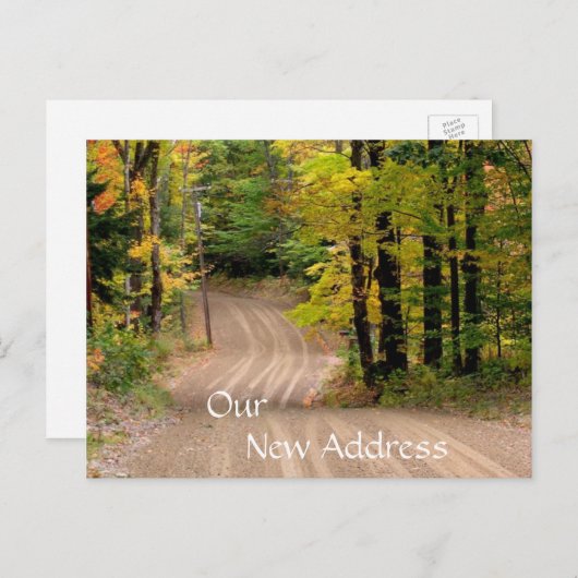 田舎の新しい住所カントリーロード秋はがき 案内ポストカード (正面/裏面)