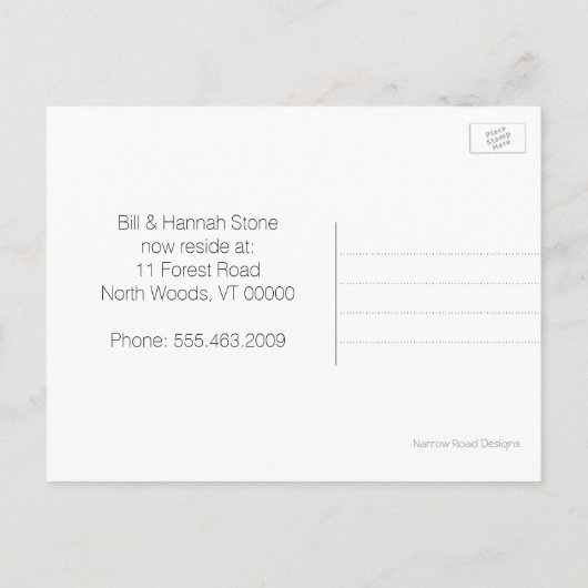 田舎の新しい住所カントリーロード秋はがき 案内ポストカード (裏面)