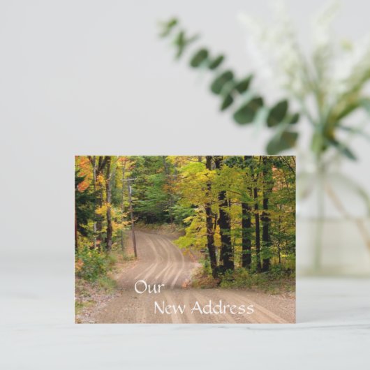田舎の新しい住所カントリーロード秋はがき 案内ポストカード (スタンド正面)