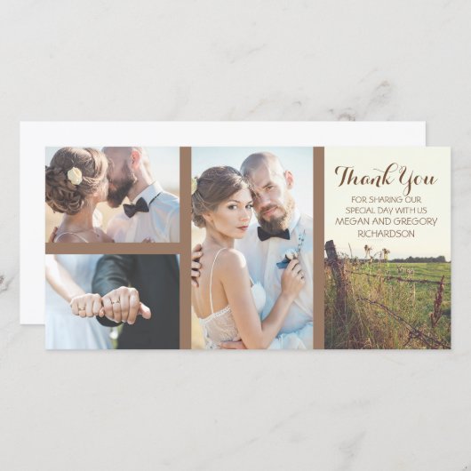 田舎の有刺鉄柵素朴結婚の サンキューカード (正面/裏面)