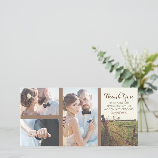 田舎の有刺鉄柵素朴結婚の サンキューカード (スタンド正面)