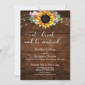 田舎の木のひまわり 食べて飲んで結婚しよう 招待状 (正面)