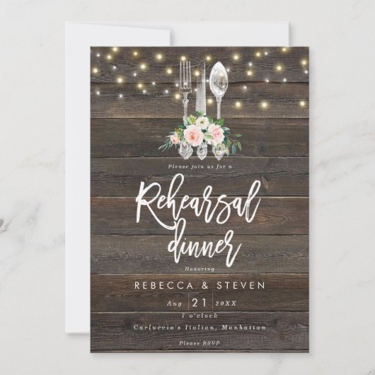 田舎の木のフローラのリハーサルディナーの招待 招待状 (正面)