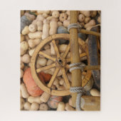 田舎の木製カートのカボチャとホイール ジグソーパズル (縦)