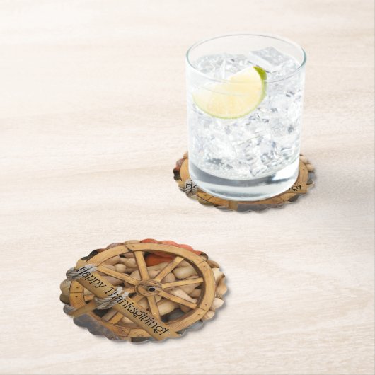 田舎の木製カートのカボチャとホイール ペーパーコースター (インサイチュ)