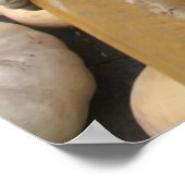 田舎の木製カートのカボチャとホイール ポスター (角)